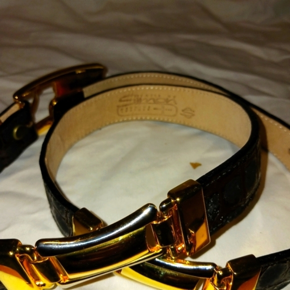 B.B. Simon Leather Croc Embossed  Vtg. BELT - Two Tone Ornate Buckle Spain 32 - Picture 3 of 6